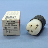 Pass and Seymour 5369-X Black/White Extra Heavy Duty Straight Blade Connector NEMA 5-20R 20A