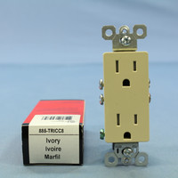 Pass & Seymour Ivory Straight Blade Tamper Resistant Decorator Receptacle Outlet NEMA 5-15R 15A 125V 885TR-ICC8