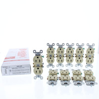 10 Pass & Seymour Legrand Ivory Receptacles Duplex Outlet 15A 125V NEMA 5-15R Trademaster 3232-ICP