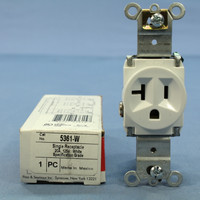 Pass and Seymour 5361-W White Straight Blade Heavy-Duty Grade Single Outlet Receptacle NEMA 5-20R 20A 125V
