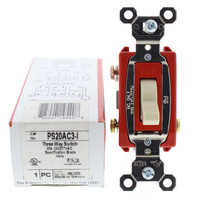Pass & Seymour Ivory Extra Heavy Duty INDUSTRIAL 3-Way Quiet Toggle Wall Light Switch 20A 120/277V PS20AC3-I