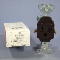 Pass and Seymour 5851 Brown Commercial Single Outlet Receptacle NEMA 6-20R 20A 250V