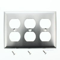 Pass and Seymour NON-MAGNETIC Stainless Steel 3-Gang Duplex Receptacle Outlet Wallplate Cover SS83