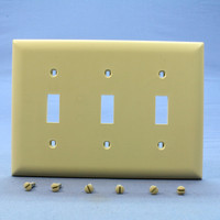 P&S TrademasterIvory 3-Gang Toggle Switch UNBREAKABLE Wallplate Cover TP3-I