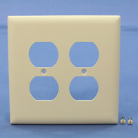 Pass & Seymour TradeMaster Jumbo Light Almond 2-Gang Outlet Cover Duplex Receptacle Thermoset Plastic Wallplate TPJ82-LA