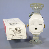 Pass and Seymour 5651-W White Industrial Single Receptacle Outlet NEMA 6-15R 15A 250V