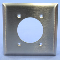 Pass Seymour NON-MAGNETIC Type 302 Stainless Steel Power Receptacle 2-Gang Wallplate Outlet Cover 2.1563" Opening SS703
