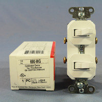 Pass & Seymour 690-WG White Double Toggle Wall Light Duplex Switch 15A 120/277VAC Boxed