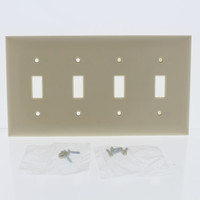 Pass & Seymour Ivory 4-Gang Toggle Switch Cover Plastic Wallplate SP4-I
