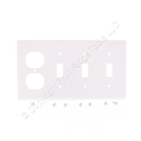 Pass and Seymour SP38W White 4-Gang Combination Toggle Switch Duplex Receptacle Outlet Plastic Wallplate Cover Standard Size