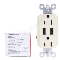 Pass & Seymour Legrand Light Almond Tamper Resistant Receptacle 3.1A USB Duplex Outlet 15A 125V TM826USBLA