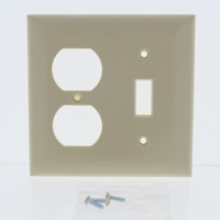 P&S Ivory Plastic 2-Gang Wallplate Switch Duplex Receptacle Cover SP18-I