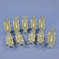 10 Pass & Seymour Ivory RESIDENTIAL Toggle Wall Light Switches 3-Way 15A 663-IG