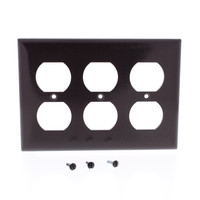 Pass & Seymour Brown 3-Gang Receptacle Outlet Plastic Wallplate Cover SP83-U