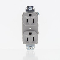 P&S Gray COMMERCIAL Duplex Receptacle Outlet NEMA 5-15R 15A 125V Bulk BR15-GRY