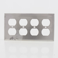 Pass and Seymour Smooth 302/304 Stainless Steel 4-Gang Duplex Receptacle Wallplate Cover SS84