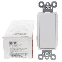 Pass & Seymour Trademaster TM874W White Decorator 3-Way Rocker Wall Light Switch 15A 120/277VAC