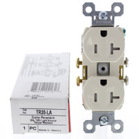 Pass & Seymour Light Almond Straight Blade TAMPER RESISTANT Duplex Outlet Receptacle NEMA 5-20R 20A 125V TR20-LA