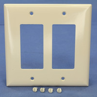 Pass & Seymour Light Almond Junior Jumbo 2-Gang Decorator GFCI GFI Device Plastic Wallplate Thermoset Cover SPJ262-LA
