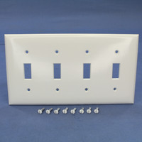 Pass and Seymour White 4-Gang Standard Size Toggle Switch Thermoset Plastic Wallplate Cover SP4-W