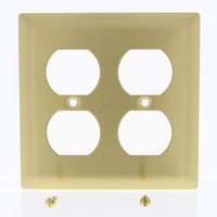 Pass & Seymour Brushed Solid Brass 2-Gang Receptacle Wallplate Outlet Cover SB82