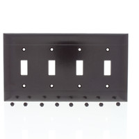 Pass and Seymour Brown 4-Gang Standard Size Toggle Switch Thermoset Plastic LINED Wallplate Cover SP4