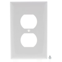 Pass & Seymour Commercial White Junior-Jumbo Thermoset Plastic 1-Gang Cover Duplex Receptacle Outlet Wallplate SPJ8-W