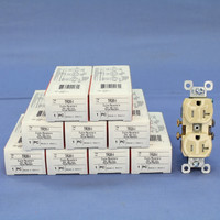 10 Pass & Seymour Ivory Straight Blade TAMPER RESISTANT Duplex Outlet Receptacles NEMA 5-20R 20A 125V TR20-I