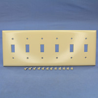 Pass and Seymour Ivory 6-Gang Standard Size Toggle Switch Thermoset Plastic Wallplate Cover SP6-I