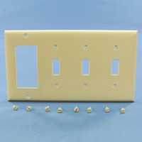 Pass and Seymour SP326-I Ivory 4-Gang Toggle Switch Decorator GFCI GFI Wallplate Switchplate Cover
