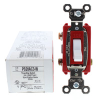 Pass and Seymour White Extra Heavy Duty INDUSTRIAL Grade 3-Way Quiet Toggle Wall Light Switch 20A 120/277V AC PS20AC3-W