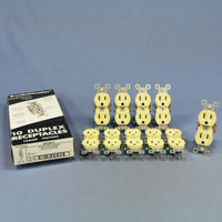 10 Pass & Seymour Legrand Ivory Receptacles Duplex Outlet 15A 125V NEMA 5-15R Trademaster 3232-I