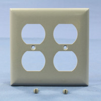 Pass & Seymour Gray Standard 2-Gang Outlet Cover Duplex Receptacle Thermoset Plastic Wallplate SP82-GRY