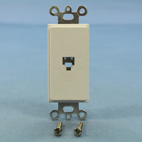 Pass and Seymour White Plastic Flush Decorator Phone Jack Telephone Wallplate 1-Gang Insert 26TE14-W