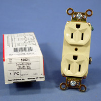New Pass & Seymour Ivory Duplex Outlet Receptacle NEMA 5-15R 15A 125V 5262-I Box