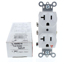 Pass & Seymour IG5362-W White Heavy-Duty Grade Isolated Ground Straight Blade Duplex Outlet Receptacle 5-20R 20A 125V