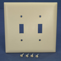 Pass & Seymour Legrand Light Almond Trademaster Jumbo 2-Gang Unbreakable Toggle Switch Wallplate Nylon Cover TPJ2-LA
