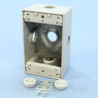 Pass and Seymour Gray Die-Cast Aluminum Weatherproof 1-Gang Deep Outlet Box 5-Hole 1/2" WPB26