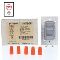 P&S Gray Preset Slide Dimmer Fluorescent Ballast Single Pole Specification Grade 8-40 Lamps 8A 277V 60Hz 93472-GRY