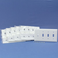 10 Pass and Seymour White 4-Gang Toggle Switch Cover Plastic Wallplate Switchplates SP4-W