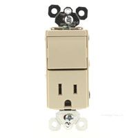 Pass and Seymour Ivory Decorator 3-Way Rocker Light Switch Straight Blade Receptacle Power Outlet 5-15R 15A 125V TM838-I