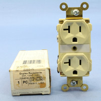 Pass & Seymour 5362-AI Ivory Industrial Grade Straight Blade Auto-Grounding Receptacle Duplex Outlet NEMA 5-20R 20A 125V