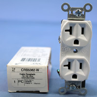 Pass and Seymour CRB5362-W White Construction Grade Straight Blade Duplex Outlet Receptacle NEMA 5-20R 20A 125V