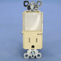 Pass & Seymour Ivory Decorator 15A Tamper Resistant Receptacle Outlet with LED Hallway Guide Light 125V TM8HWL-TRICC6