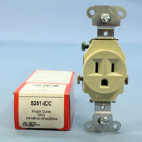 Pass & Seymour Ivory Spec Grade Receptacle Single Outlet 15A 125V Bulk 5251-I