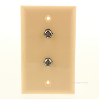 Pass and Seymour Ivory 1-Gang Dual F-Type Coaxial Cable CATV Wallplate Duplex Video Jack CATV2-I