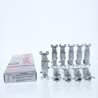 10 P&S White ON/OFF Framed Toggle Wall Light Switch Controls 15A 120/277V 660-WGCP