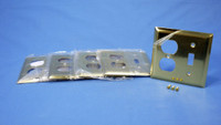 5 Pass & Seymour Polished Solid Brass 2-Gang Toggle Switch Covers Outlet Wallplates SB18-PB