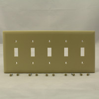 PS TrademasterIvory 5Gang Toggle Switch Cover Plate Unbreakable Wallplate TP5-I