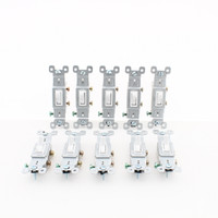 Pass & Seymour 660-WG White 15A On/Off Framed Toggle Light Switch Controls 10pcs